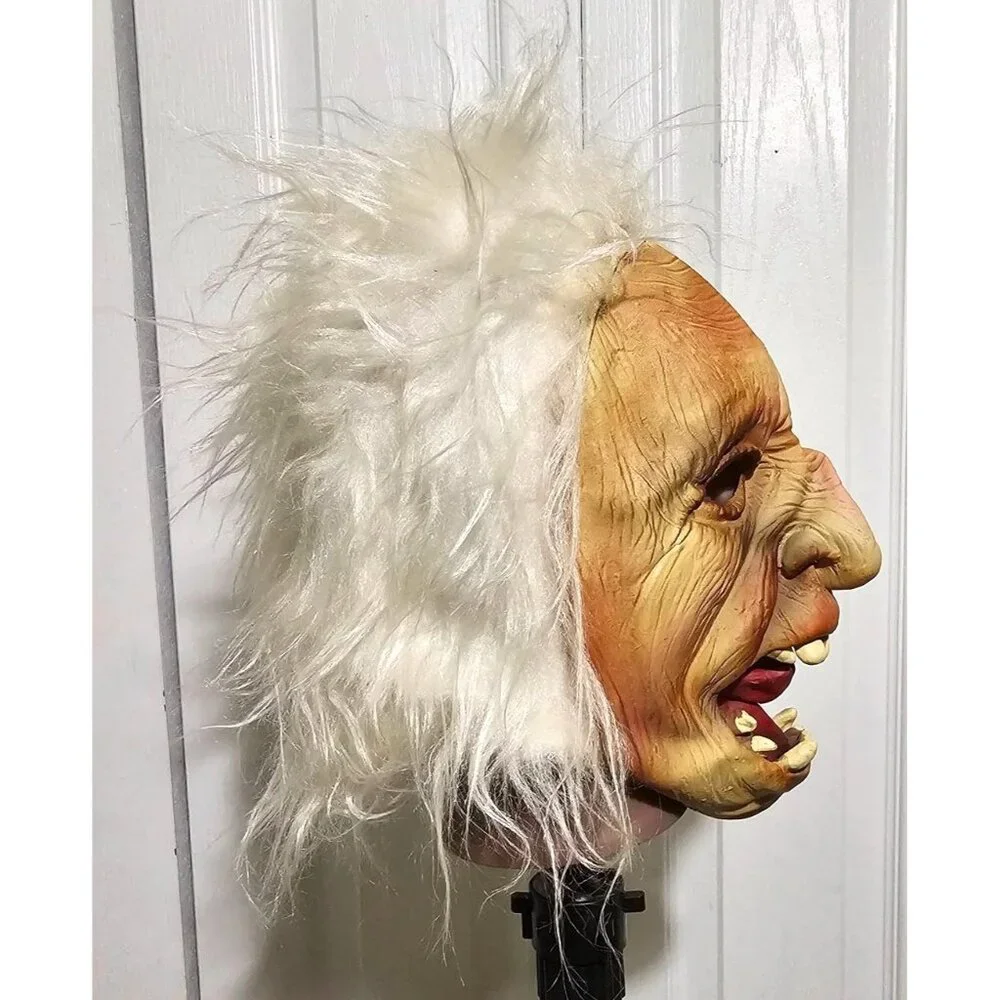 Vintage Topstone Old Man Mask Wig White Hair Tongue Granpa Don Post Danbury CT